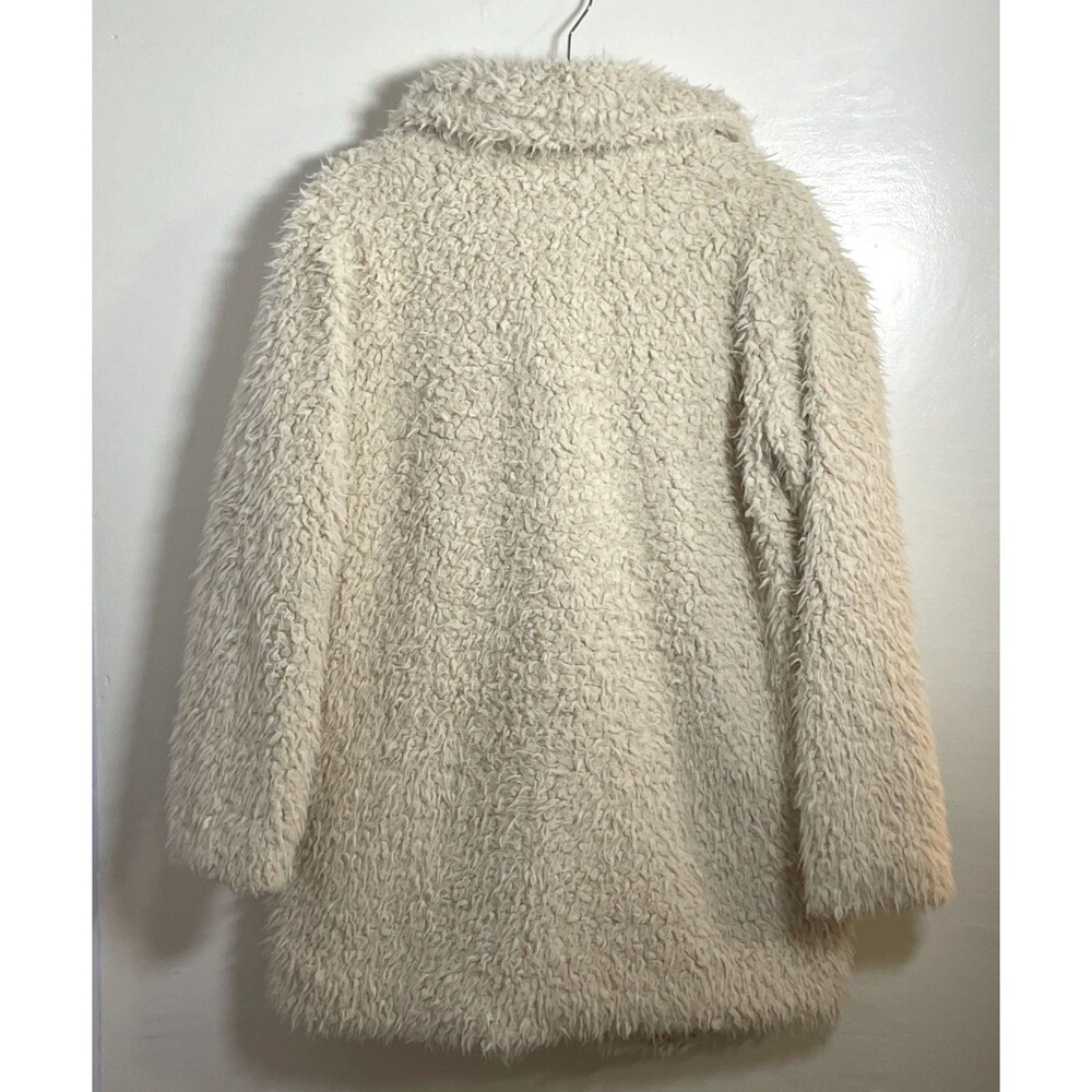 Zara Basic Outerwear Cream Fluffy/Shaggy Faux Fur Long Jacket/Coat Size Small - Picture 2 of 11